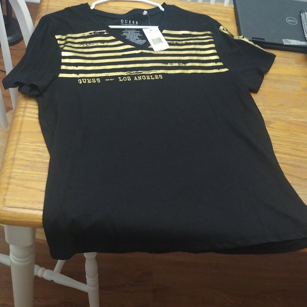 Men's guess jet black shirt size large